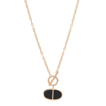 Hermes 18K Rose Gold Black Ceramic GM Chaine D'Ancre Verso Pendant Necklace 1 of 6