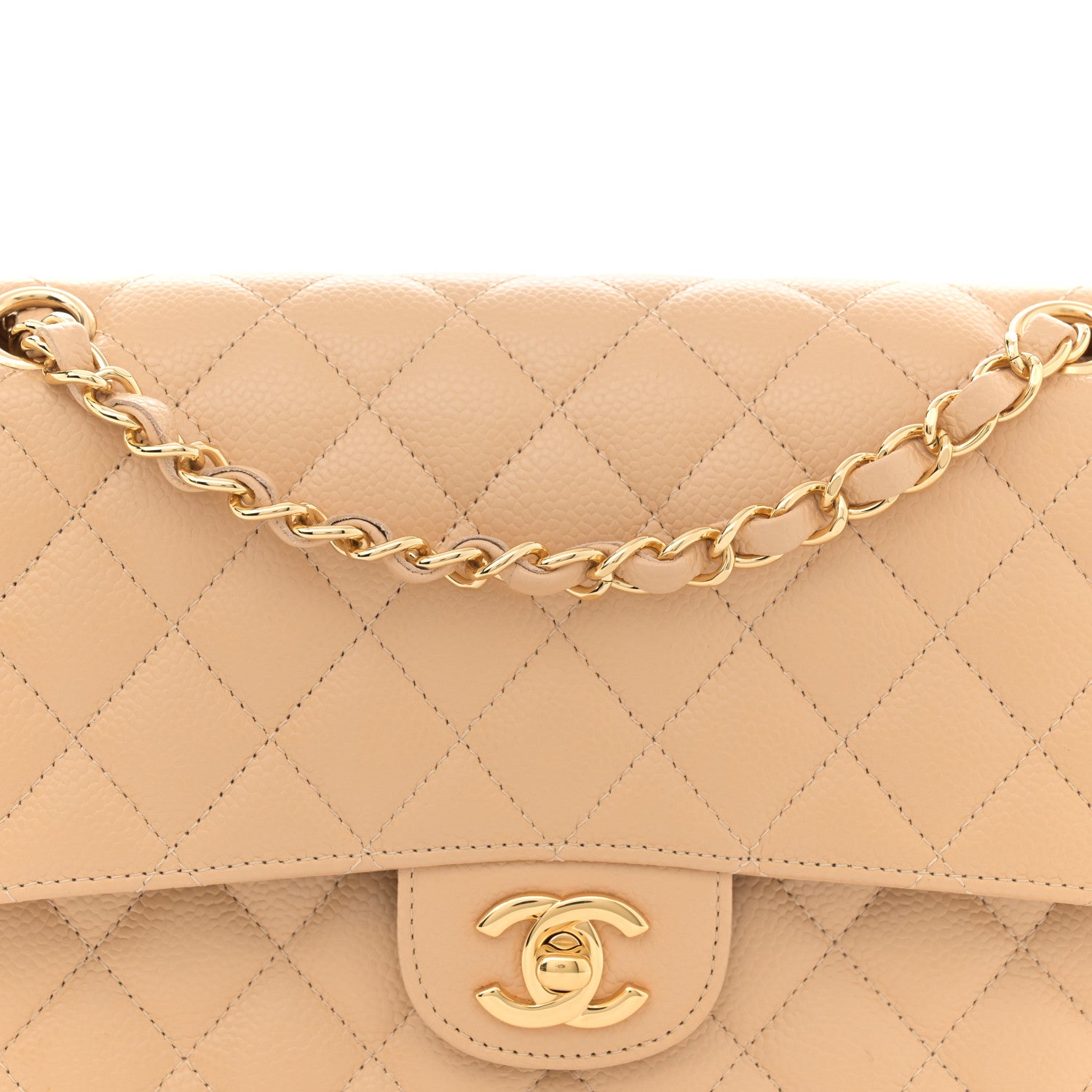 Chanel Caviar Quilted Medium Double Flap Beige 8 of 10