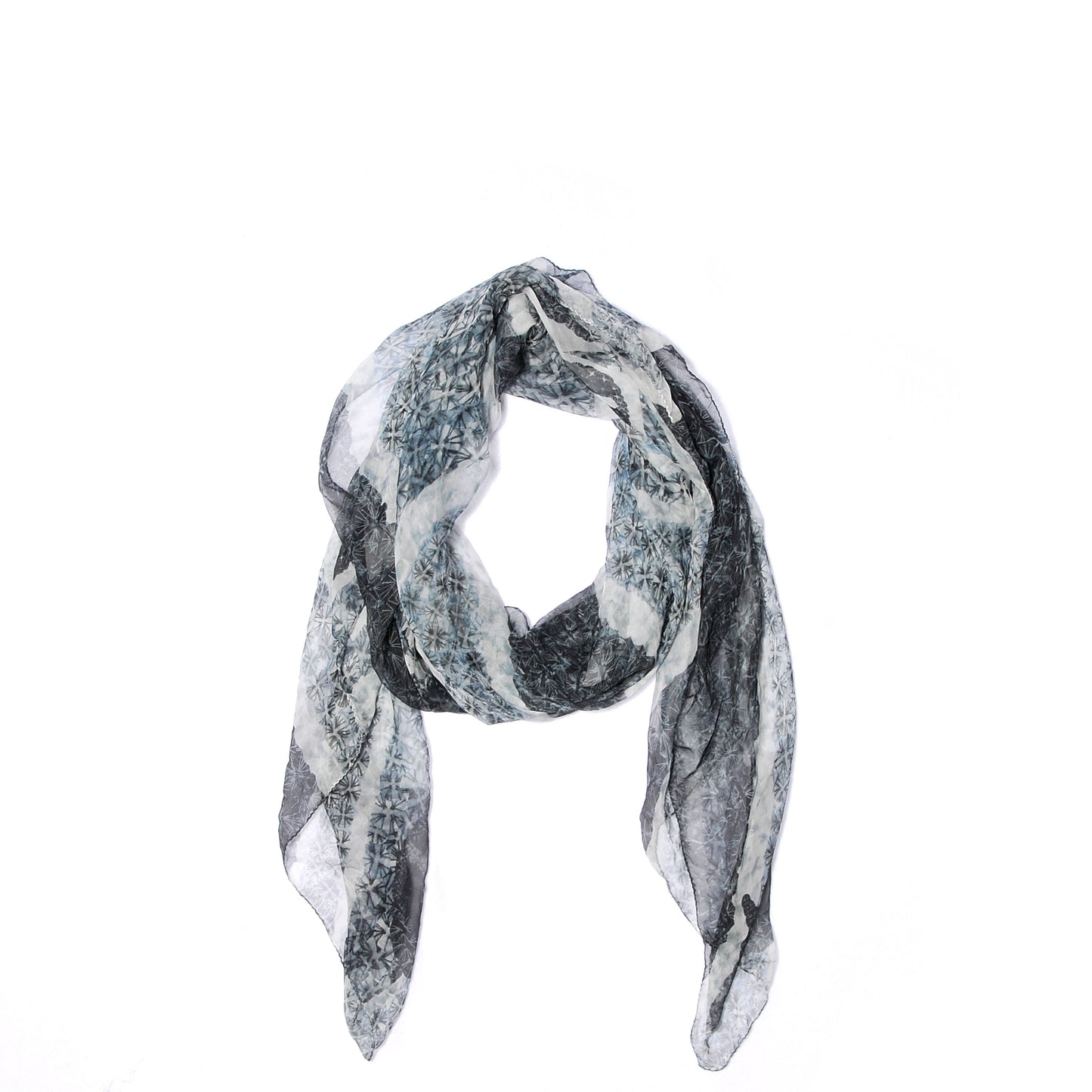 Silk Chiffon God Save McQueen Scarf Grey