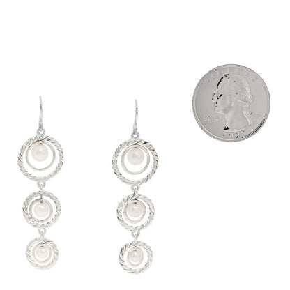 David Yurman Sterling Silver Cultured Pearl Cable Triple Drop Earrings 2 of 4