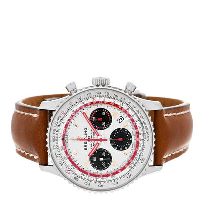 Breitling Stainless Steel Alligator 42mm Navitimer Chronograph Automatic Watch White AB0121 2 of 5
