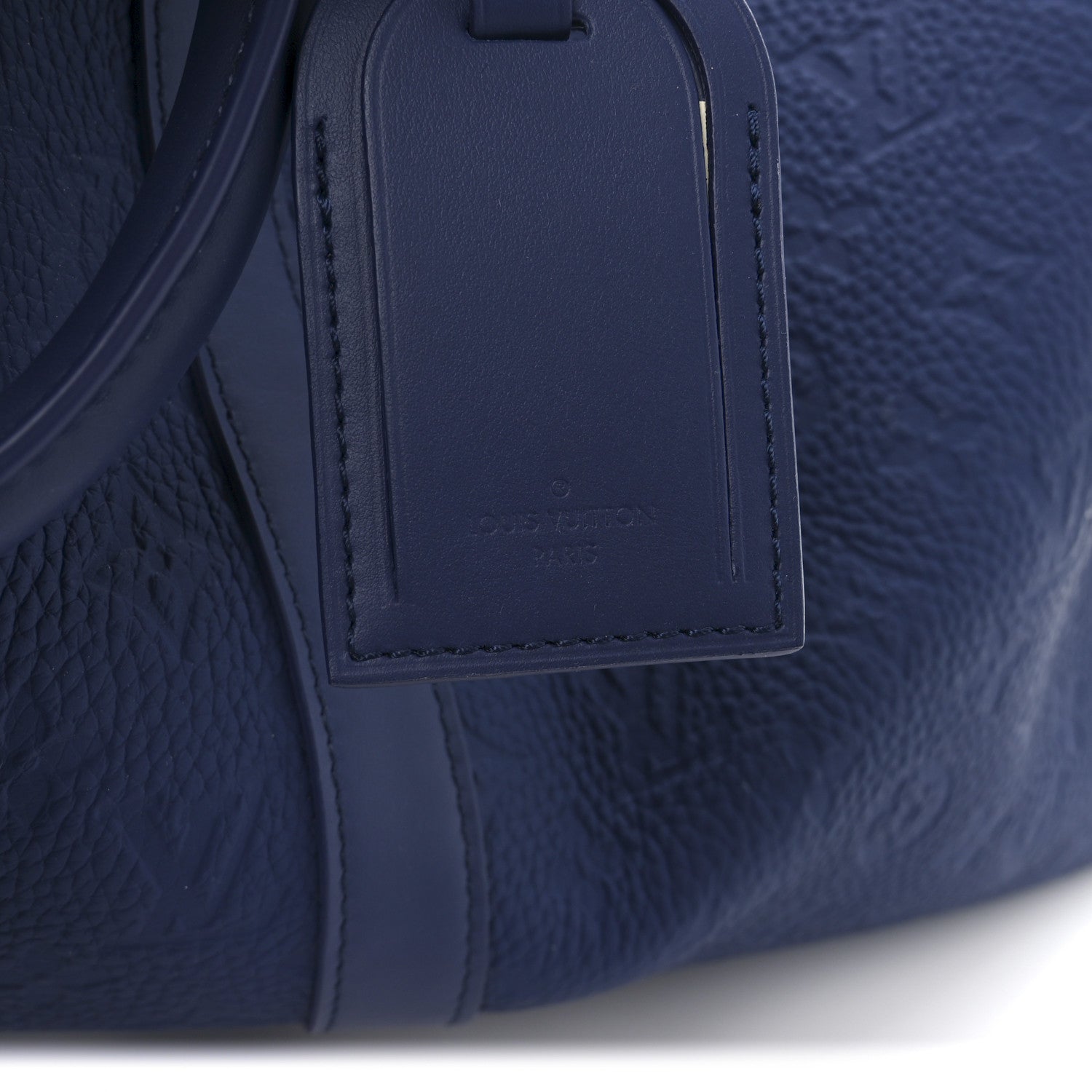 Louis Vuitton Embossed Calfskin Monogram Shadow Keepall Bandouliere 50 Navy Blue 4 of 8