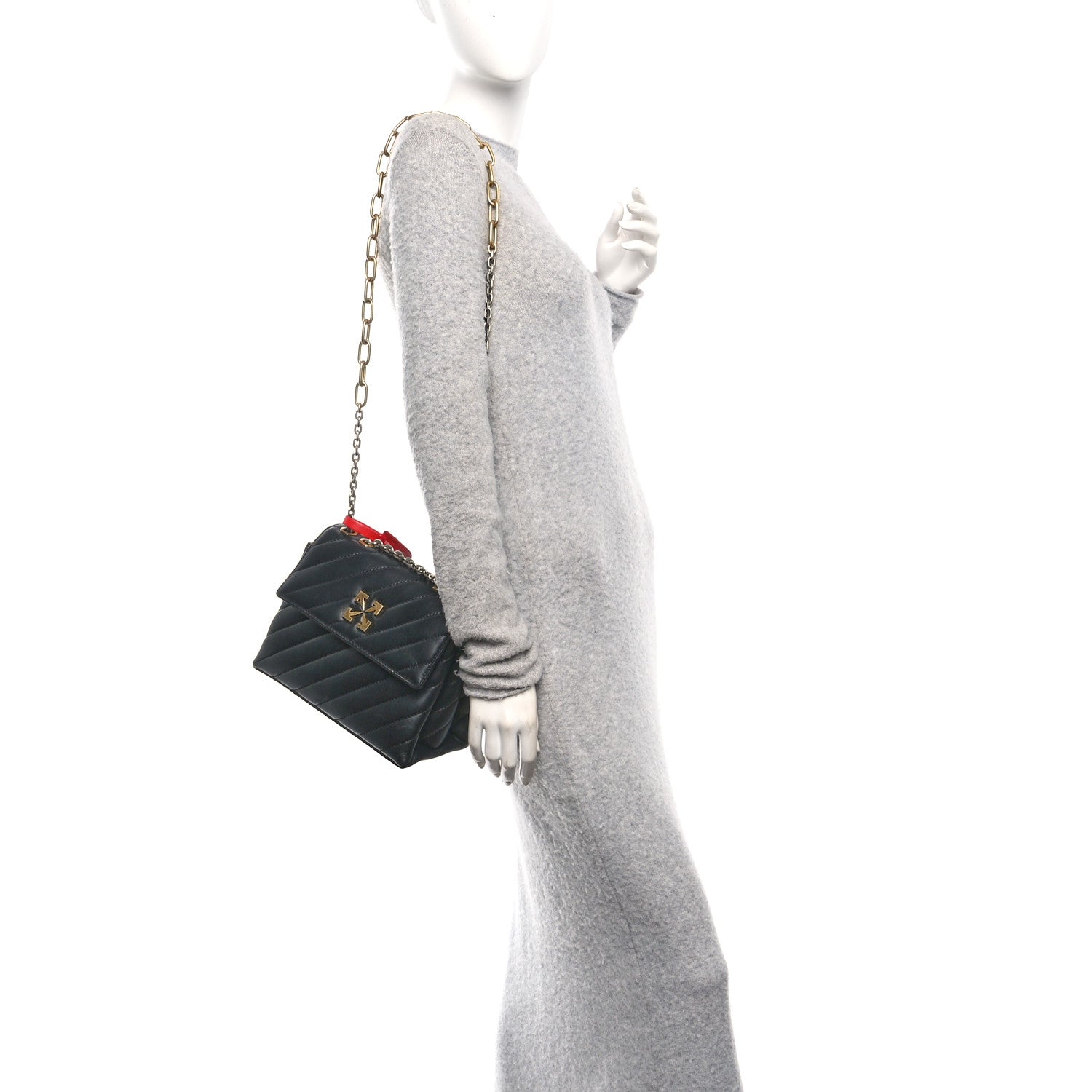 Off-White Calfskin Diagonal Quilted Jackhammer 24 Shoulder Bag Black 2 of 12