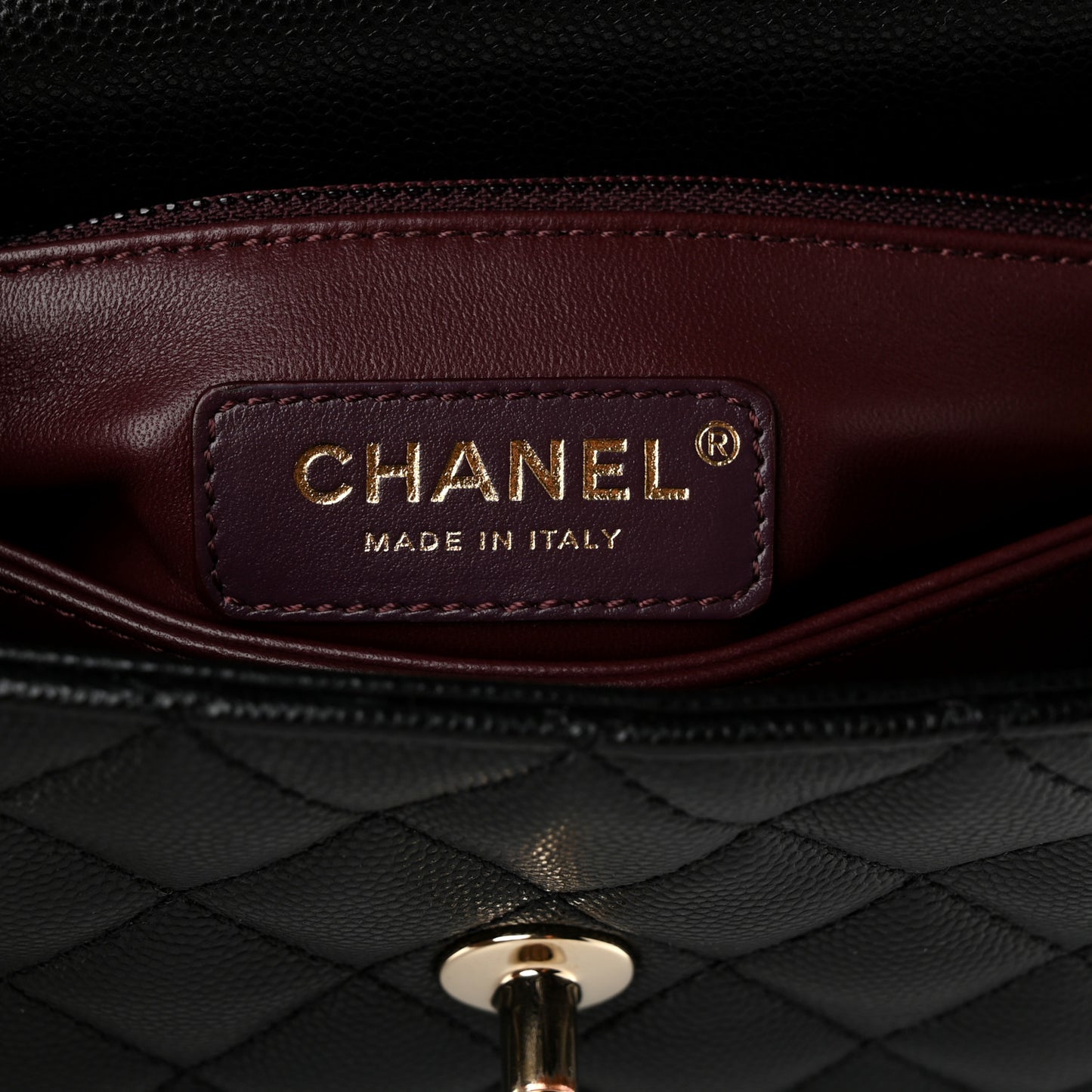 Caviar Quilted Mini Coco Handle Flap Black