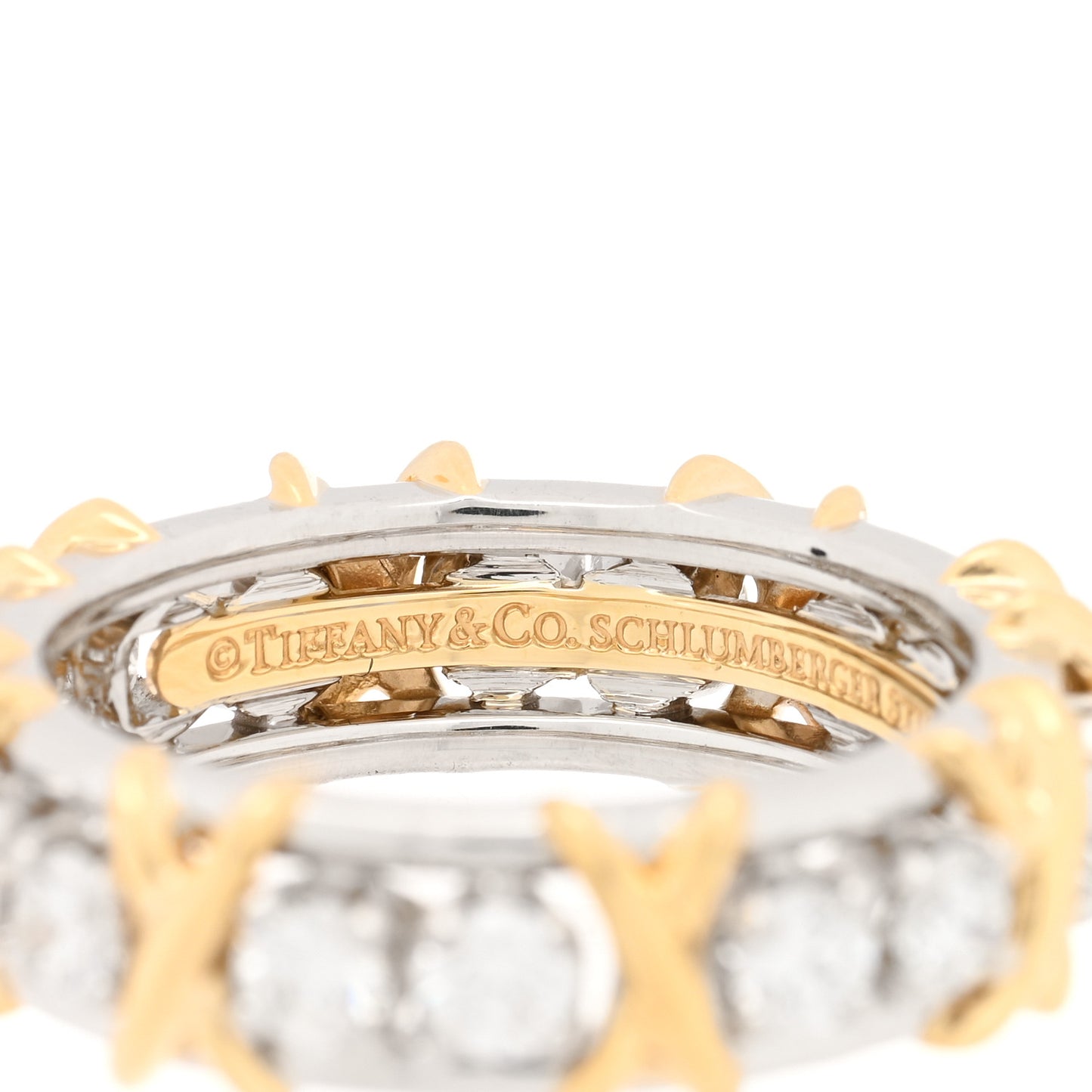 Platinum 18K Yellow Gold Diamond Schlumberger Sixteen Stone Ring 51 5.75
