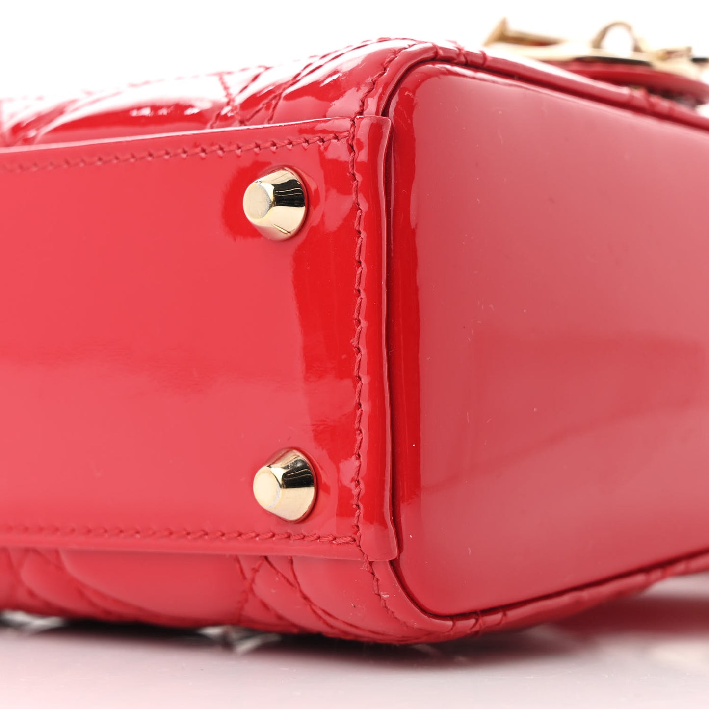 Patent Cannage Mini Lady Dior Red