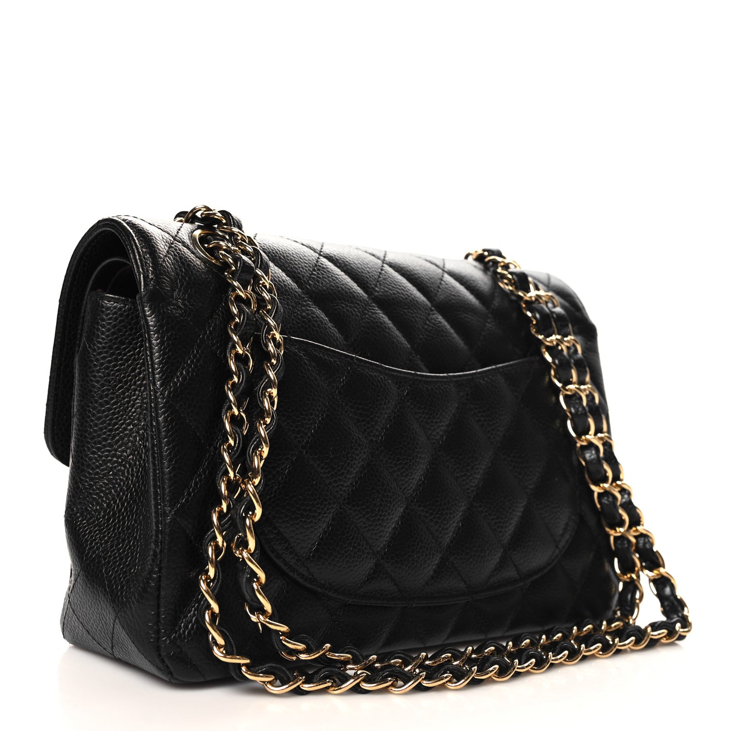Caviar Quilted Small Double Flap Black