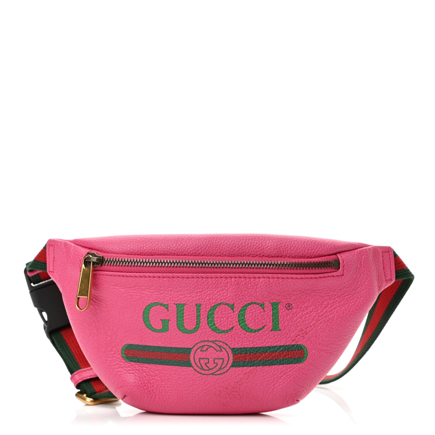 Gucci Grained Calfskin Small Logo Belt Bag Box Pink Green 1 of 11