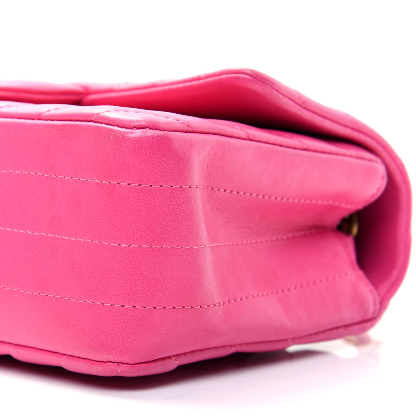 Lambskin Chevron Quilted Mini Rectangular Flap Fuchsia