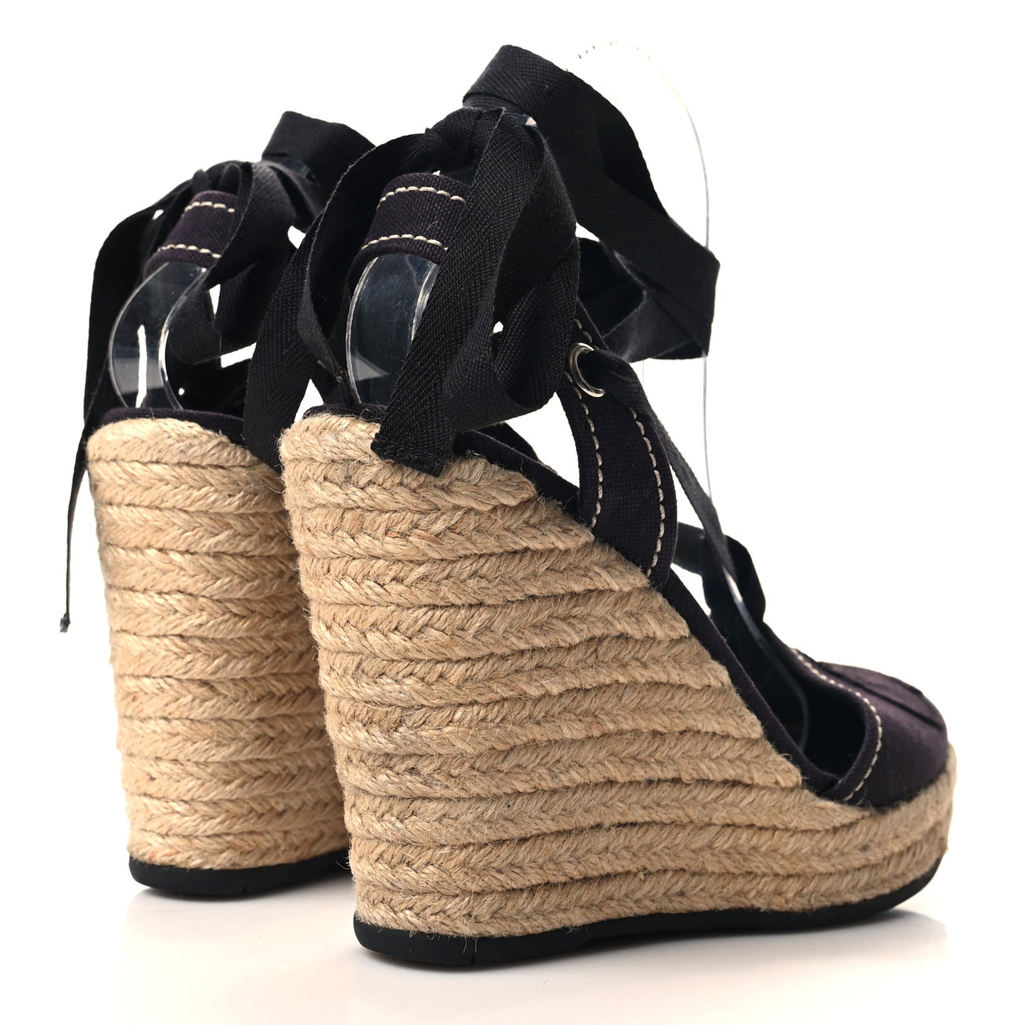 Linen Logo Espadrille 90mm Wedge Sandals 40 Blue