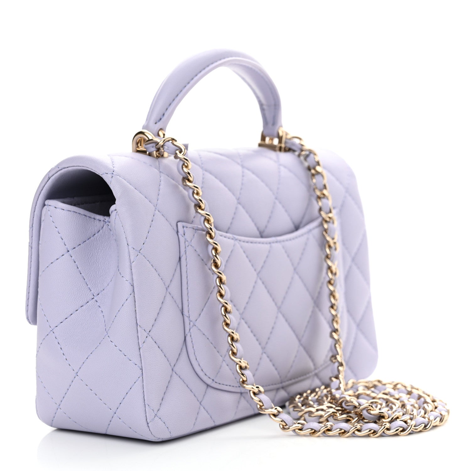 Chanel Lambskin Quilted Mini Top Handle Rectangular Flap Light Purple 3 of 11