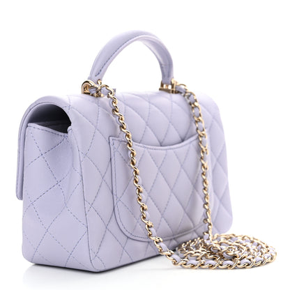 Chanel Lambskin Quilted Mini Top Handle Rectangular Flap Light Purple 3 of 11