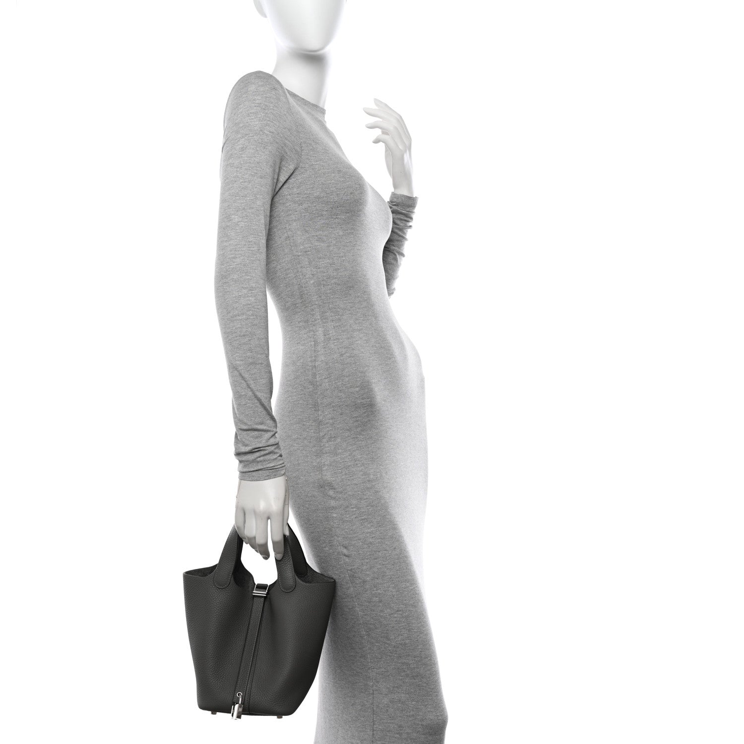 Hermes Taurillon Clemence Picotin Lock 18 PM Gris Meyer 2 of 11