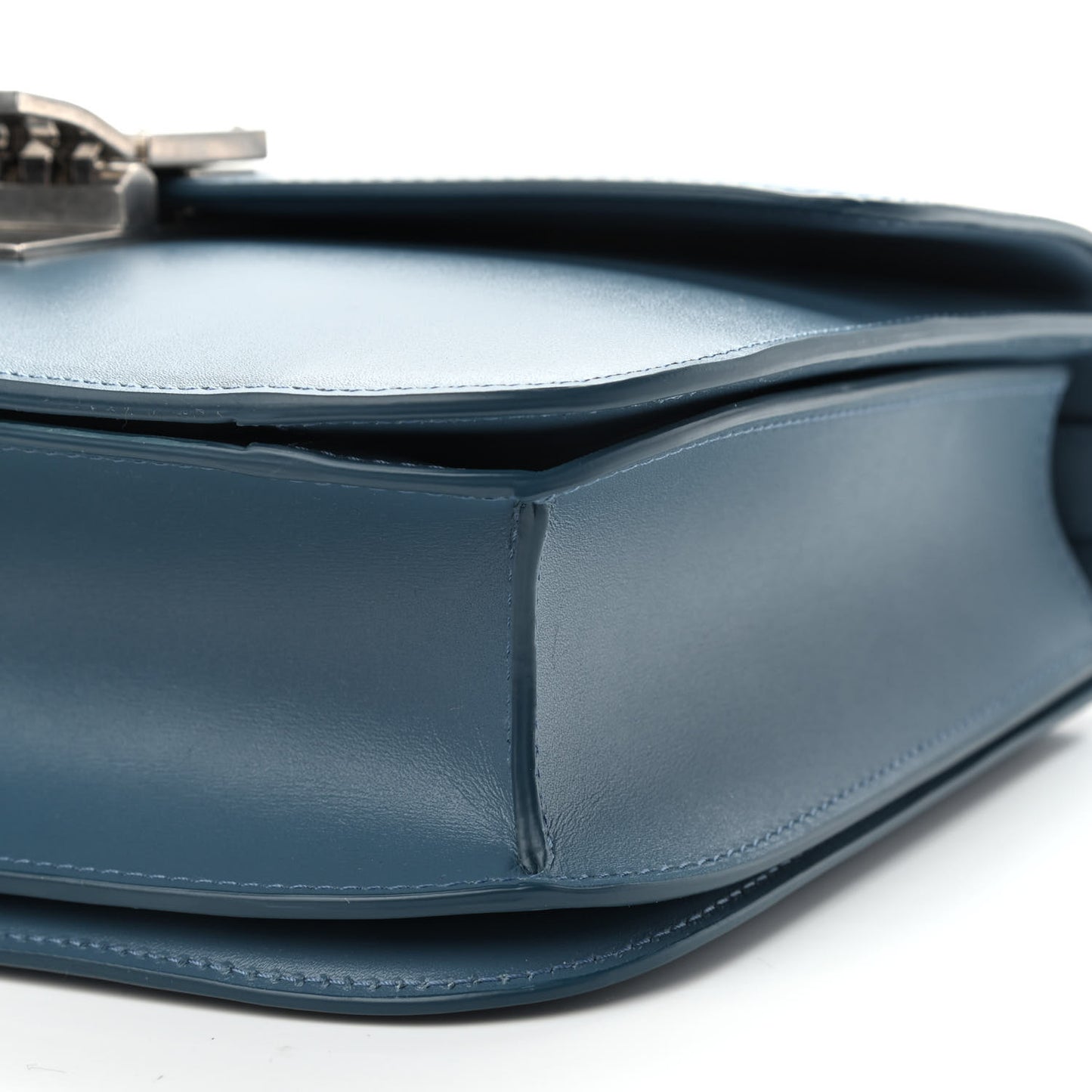 Box Calfskin Medium Classic Box Flap Bag Blue Slate
