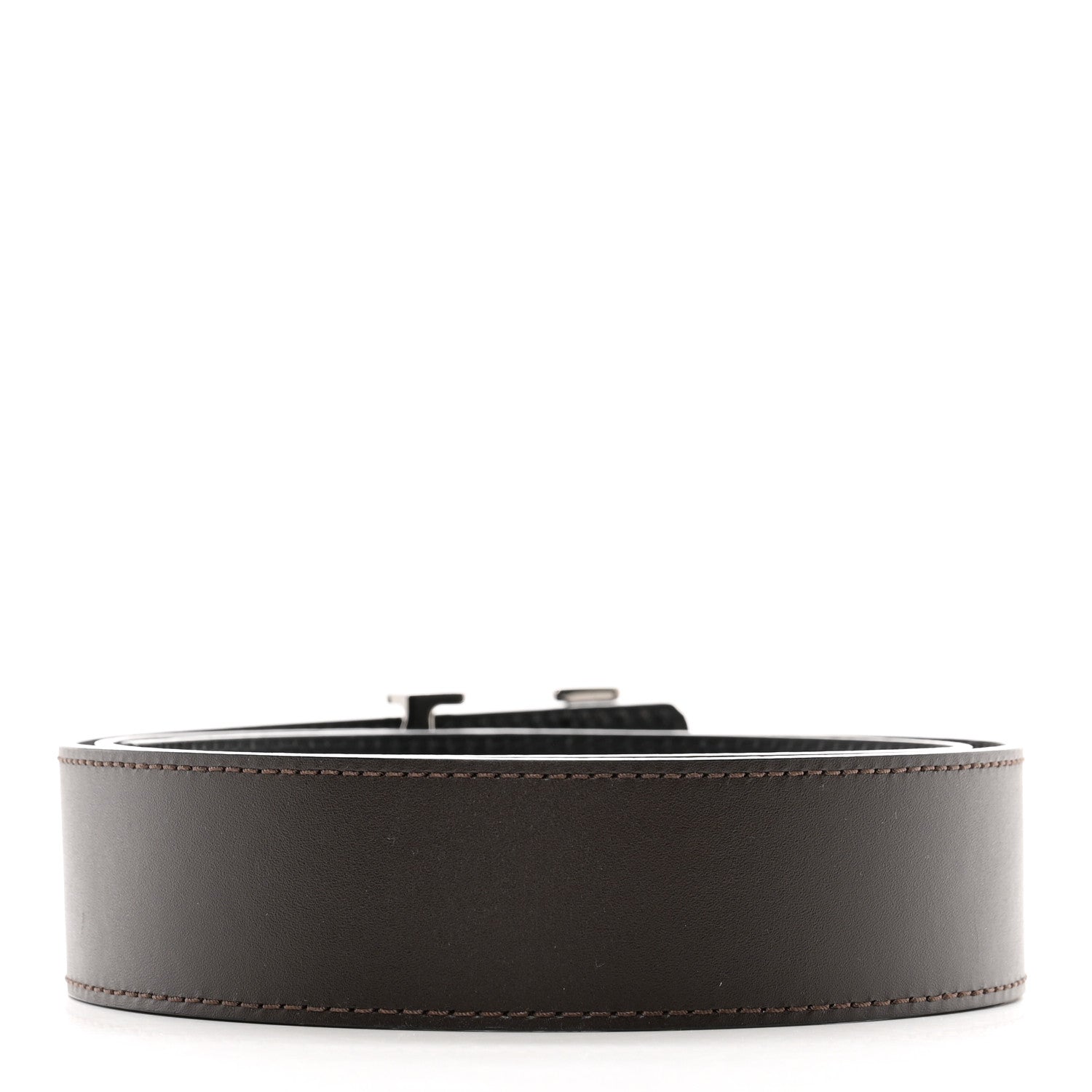 Louis Vuitton Calfskin 40mm LV Initiales Reversible Belt 85 34 Dark Brown Black 85 34 Black 2 of 9