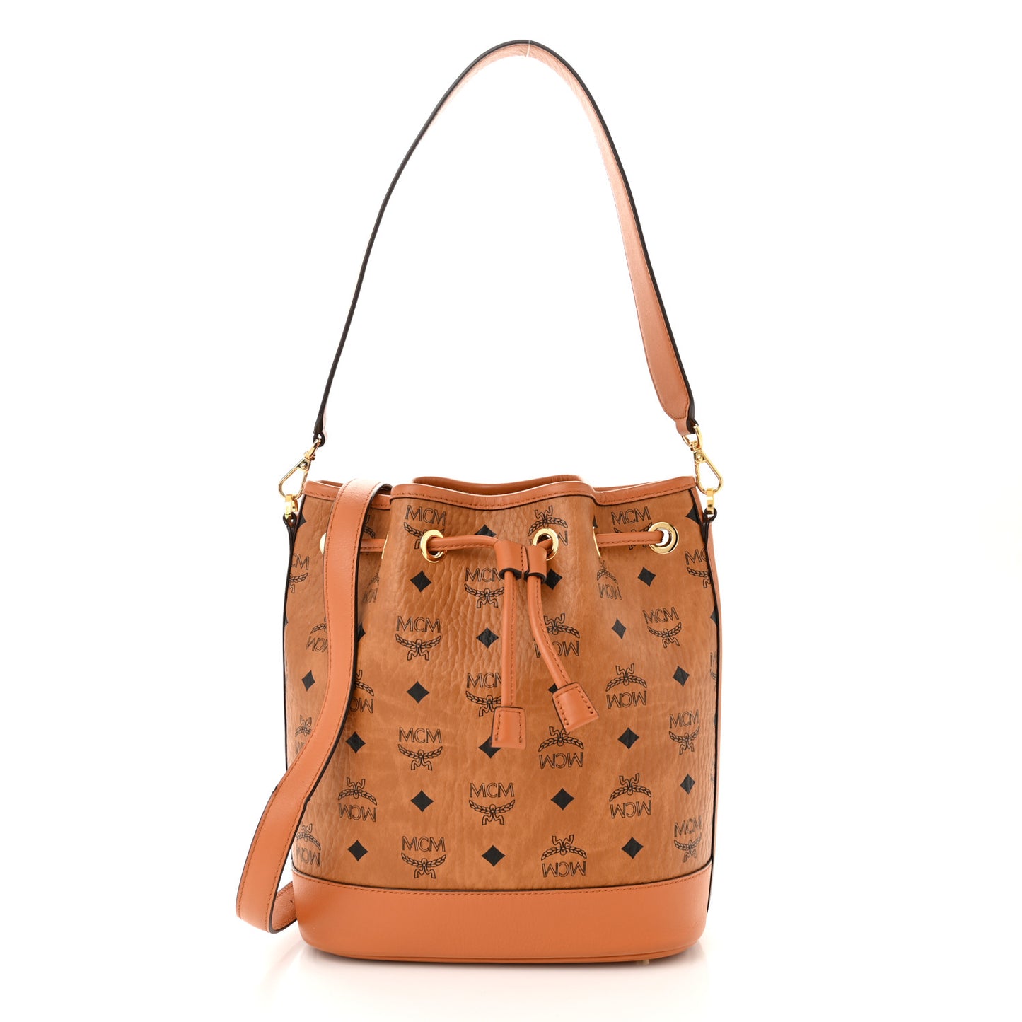 Visetos Medium Dessau Drawstring Bucket Bag Cognac