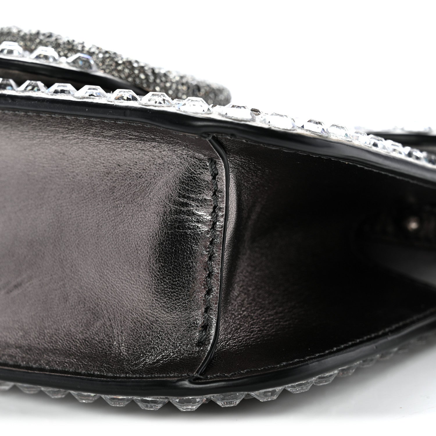 Valentino Garavani Crystal Suede Enamel Vlogo Small Loco Shoulder Bag Silver 9 of 12