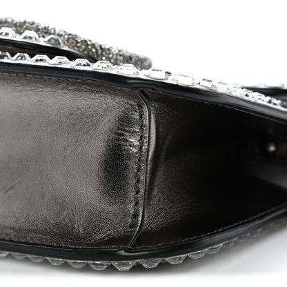 Valentino Garavani Crystal Suede Enamel Vlogo Small Loco Shoulder Bag Silver 9 of 12