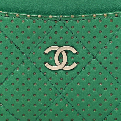Chanel Perforated Lambskin Quilted Card Holder Green 9 of 11
