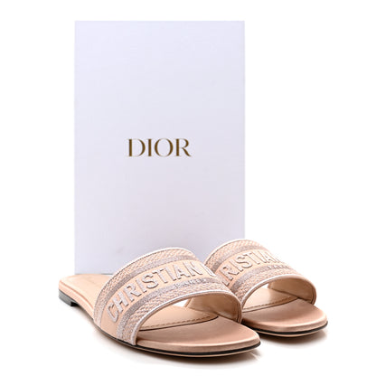 Christian Dior Cotton Embroidered Dway Mules Slide Sandals 41 Rose Des Vents 9 of 9