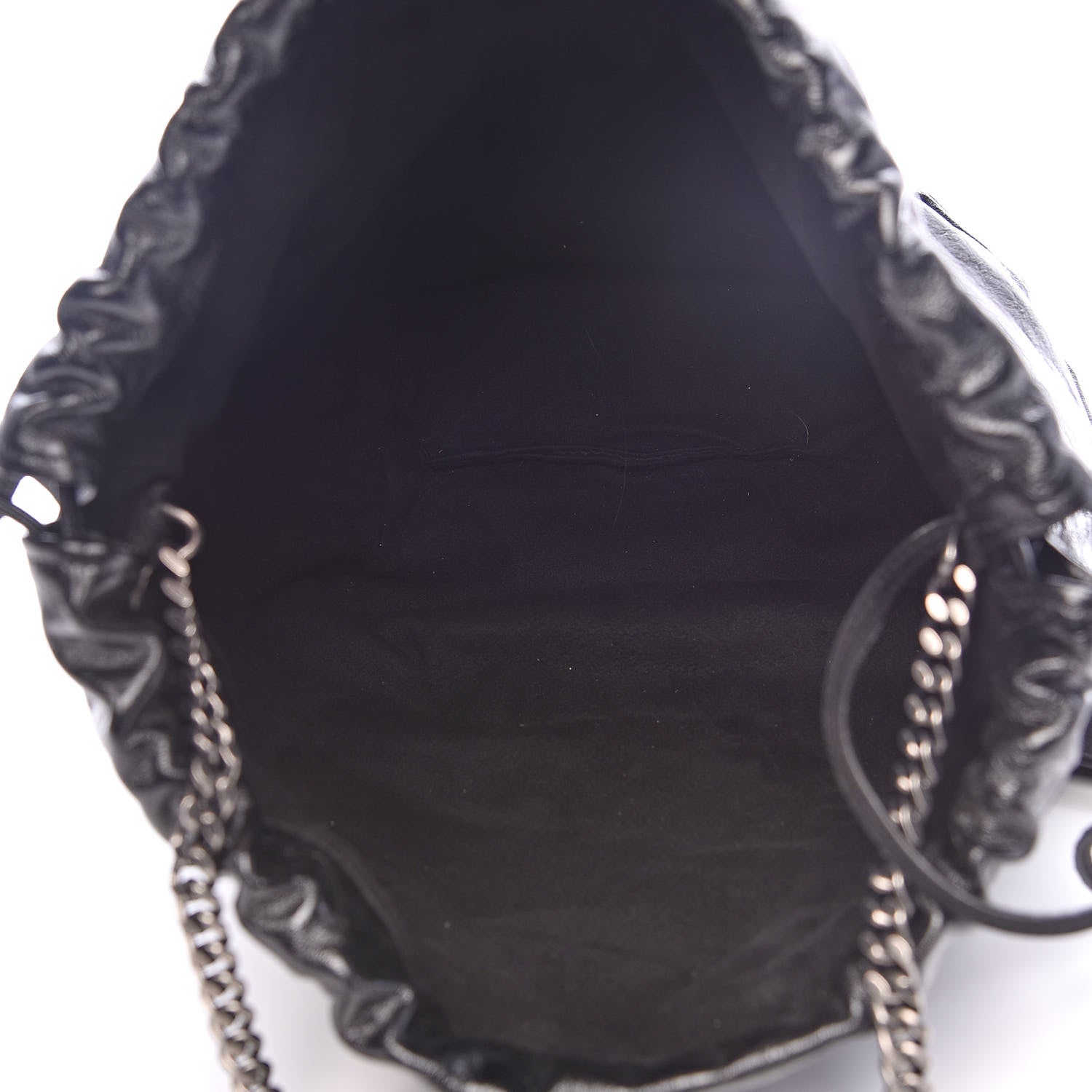 Saint Laurent Cracked Shiny Calfskin Teddy Drawstring Bag Black 6 of 10