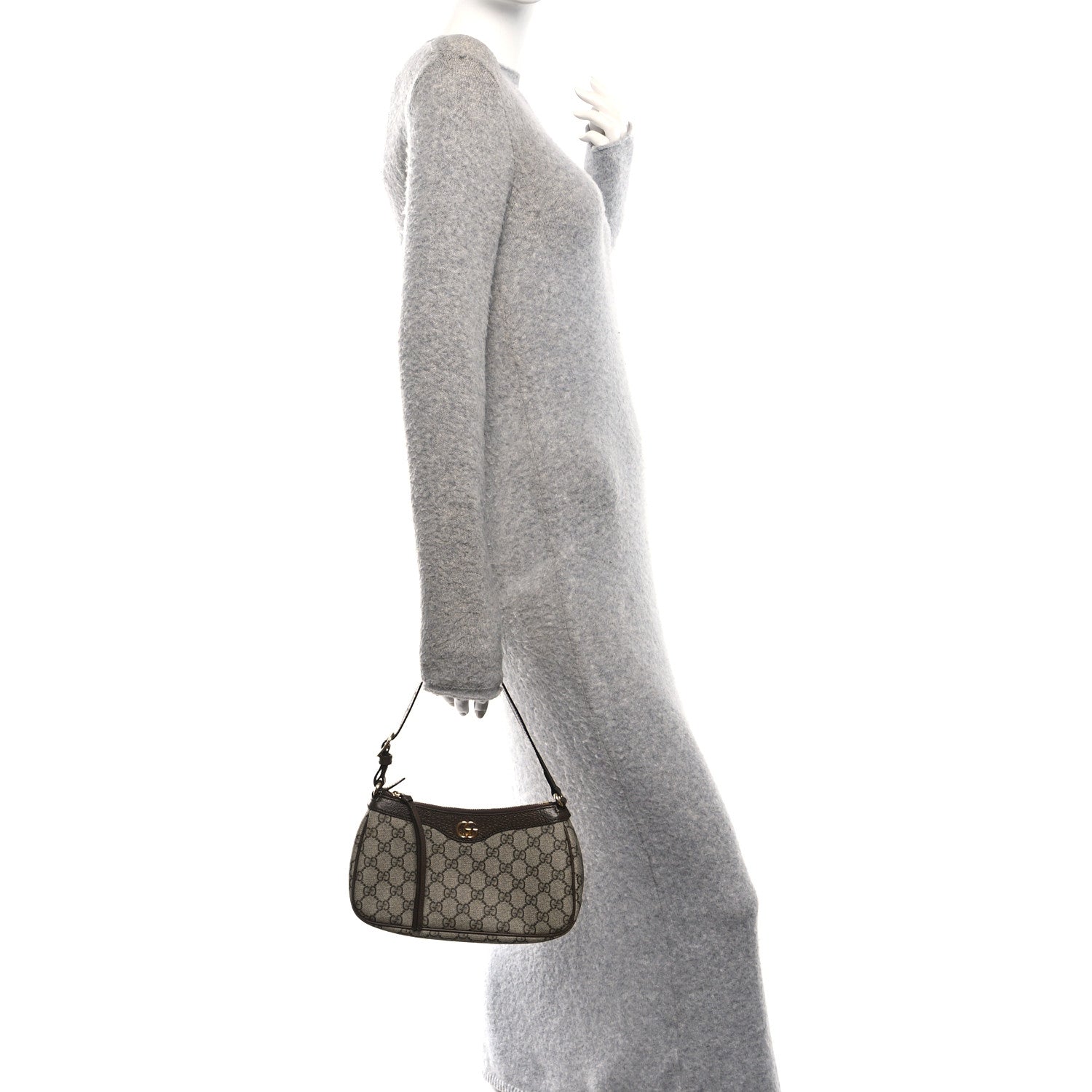Gucci GG Supreme Monogram Textured Dollar Calfskin Small Ophidia Hobo Beige Ebony New Acero 2 of 11