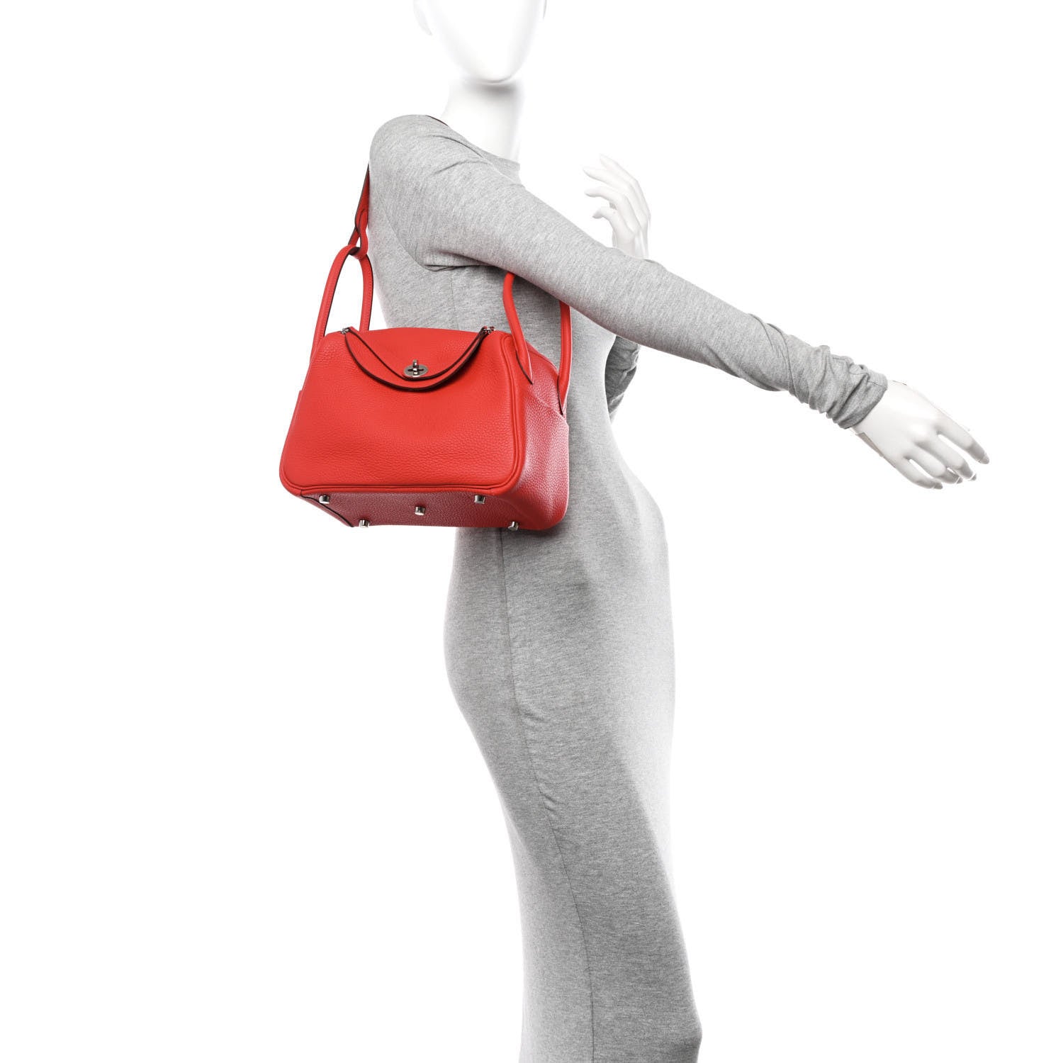 Hermes Taurillon Clemence Lindy 26 Rouge Tomate 2 of 11