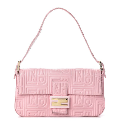 Fendi Nappa Logo Embossed Baguette Pink 1 of 9