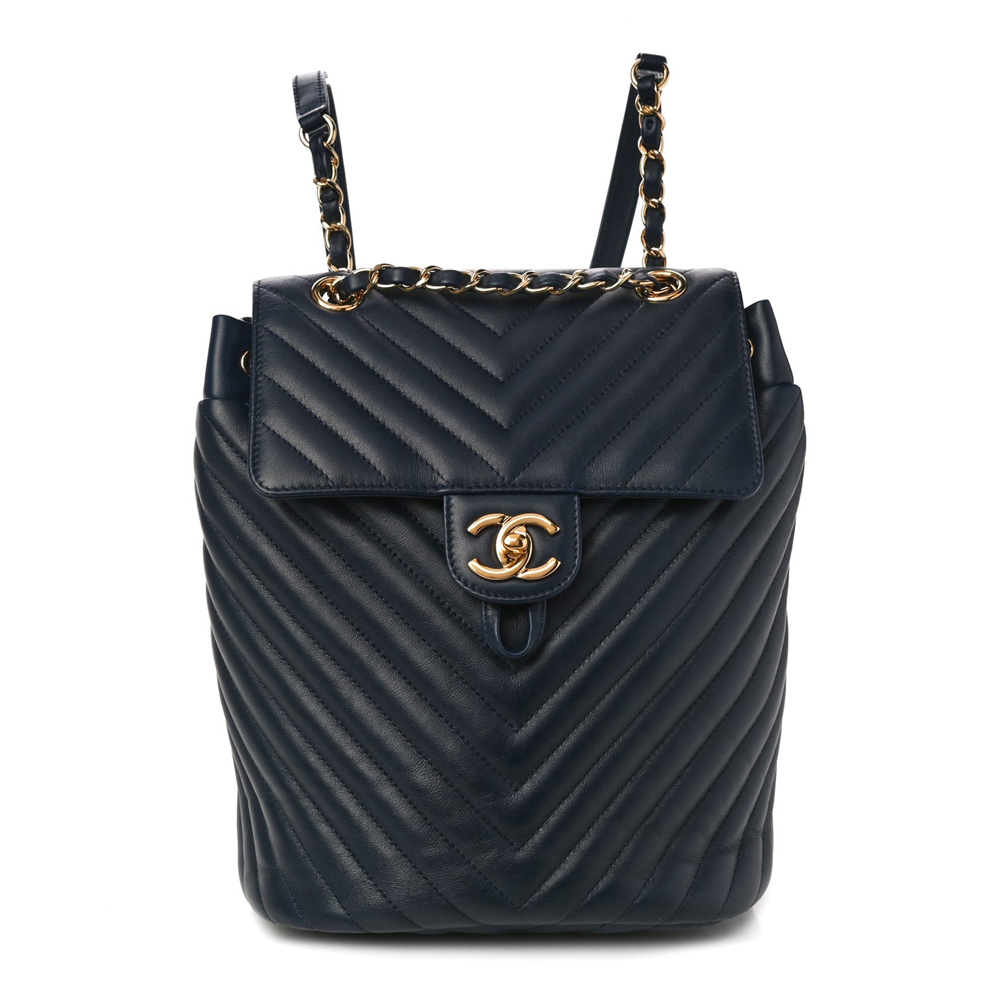 Calfskin Chevron Quilted Small Urban Spirit Backpack Navy