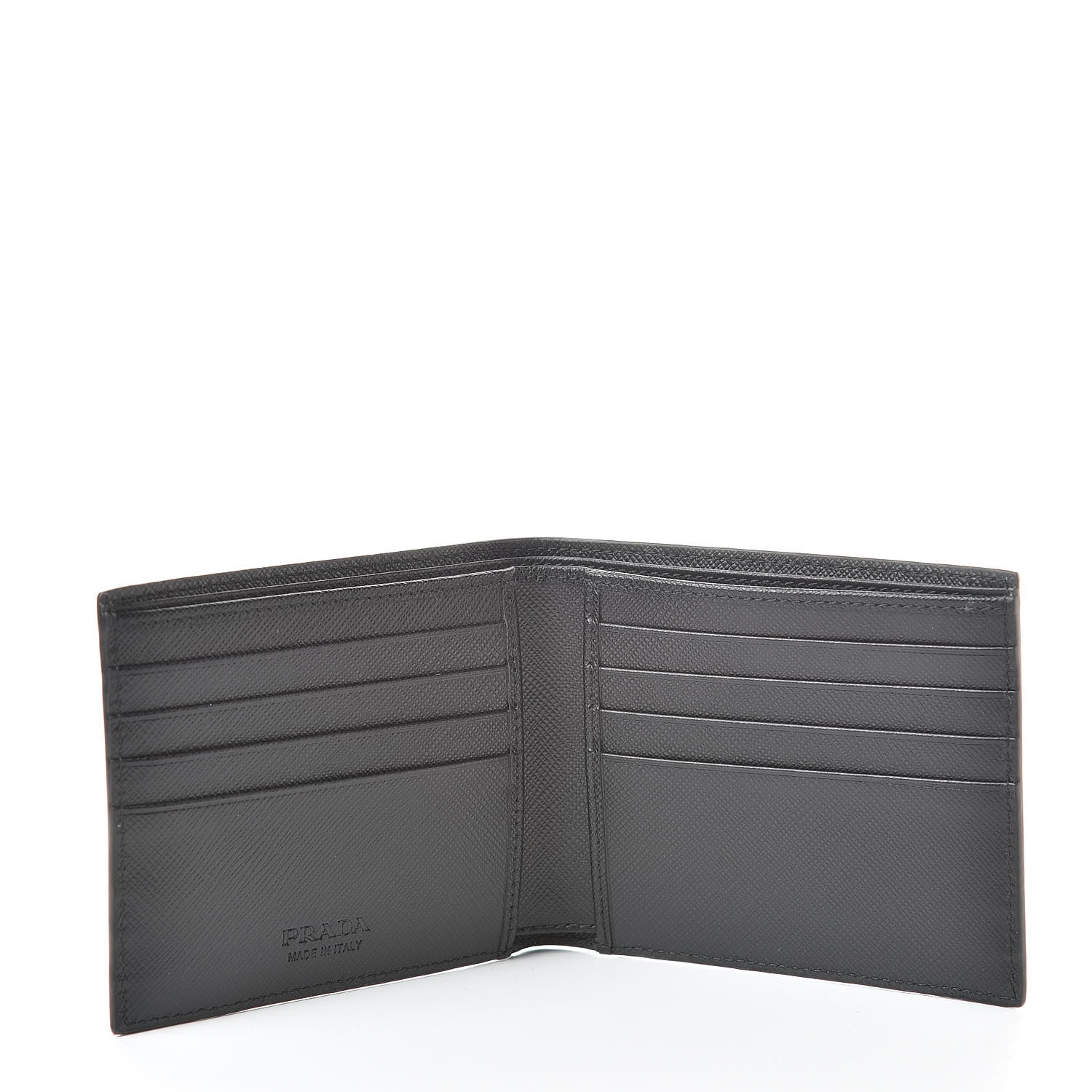 Prada Saffiano Surf Colorblock Bi-Fold Wallet Black Talco Fuoco 5 of 8