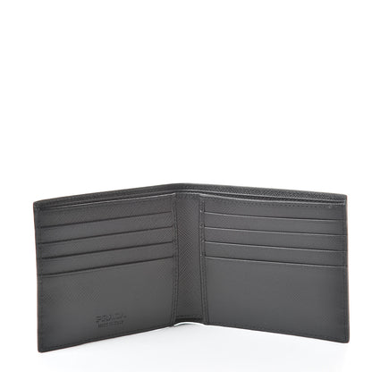 Prada Saffiano Surf Colorblock Bi-Fold Wallet Black Talco Fuoco 5 of 8