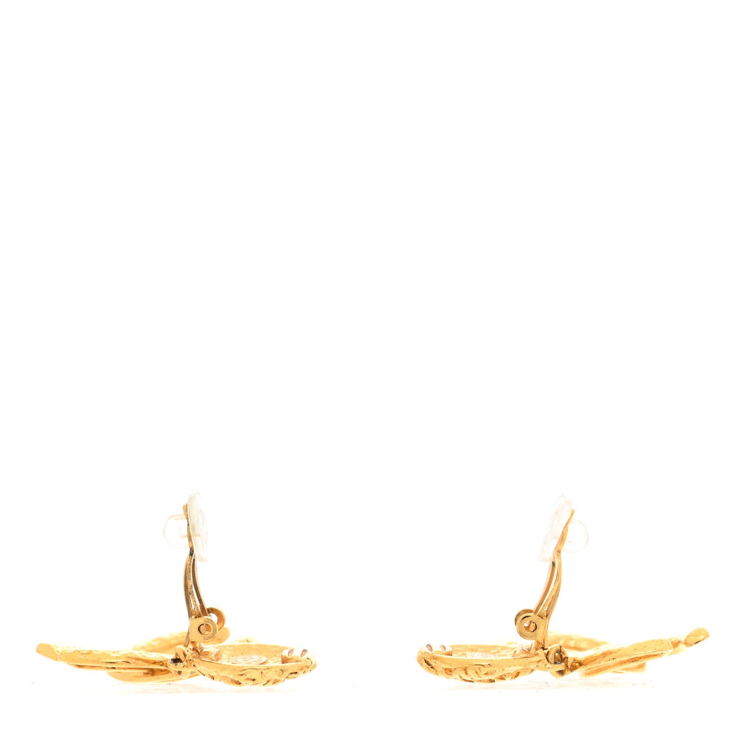 Chanel Metal CC Logo Drop Clip On Earrings Gold 3 of 5