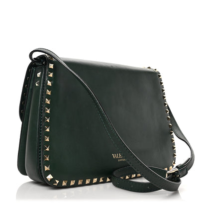 Valentino Garavani Vitello Rockstud Shoulder Flap Bag Green 3 of 10