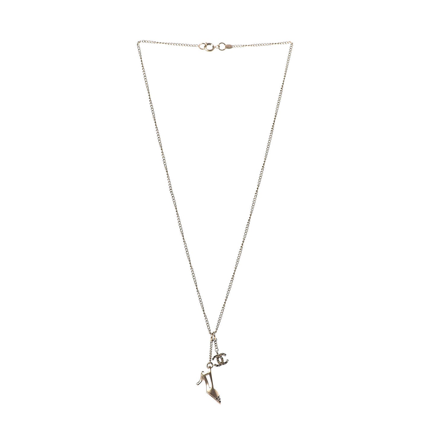 Crystal CC Heel Motif Necklace Gold