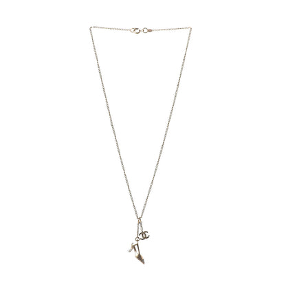 Chanel Crystal CC Heel Motif Necklace Gold 3 of 5