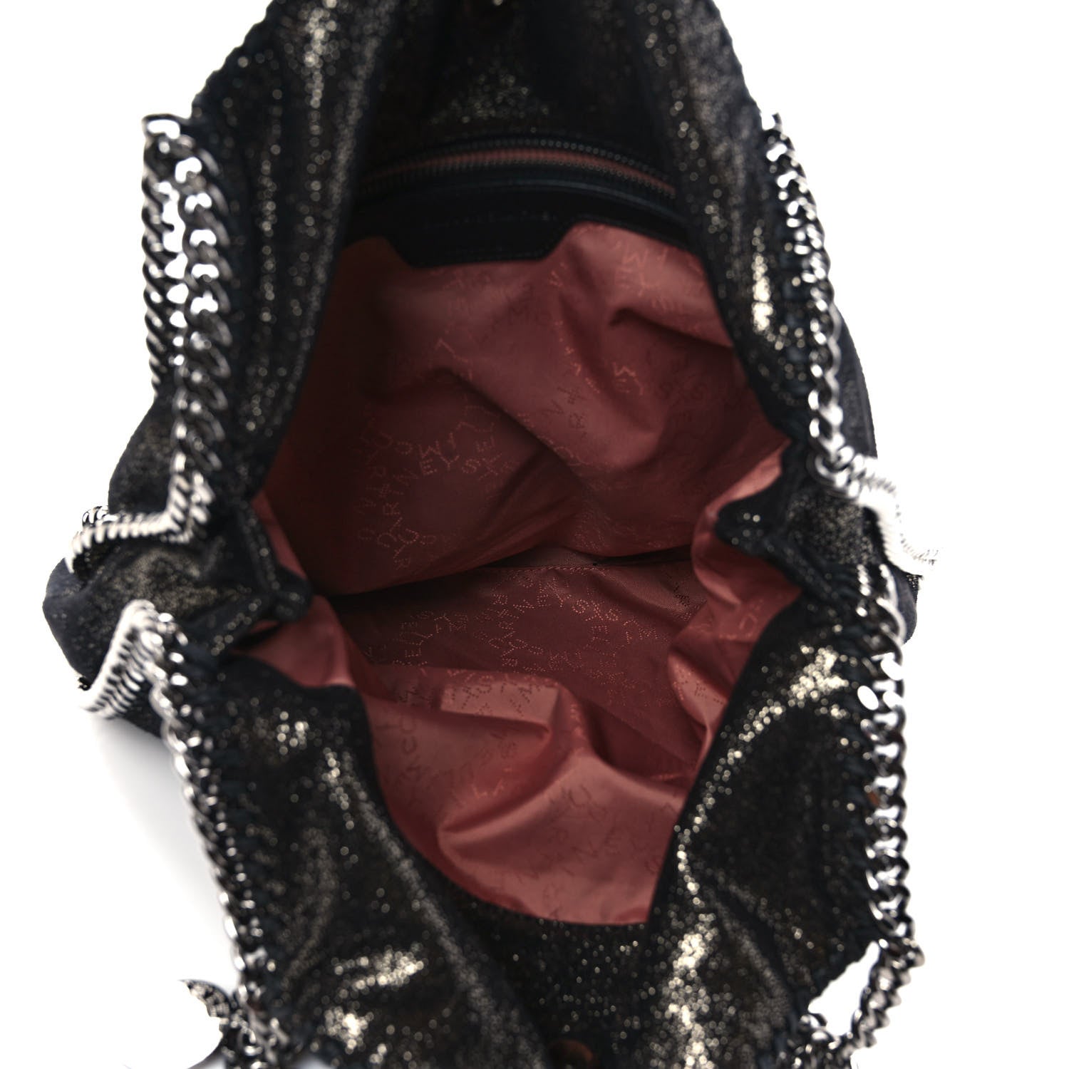 Stella McCartney Metallic Shaggy Deer Falabella Fold Over Tote Black 4 of 8