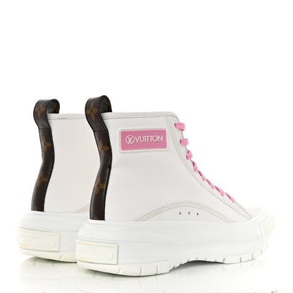 Louis Vuitton Canvas Monogram LV Squad Sneaker Boots 36.5 White Pink 4 of 8