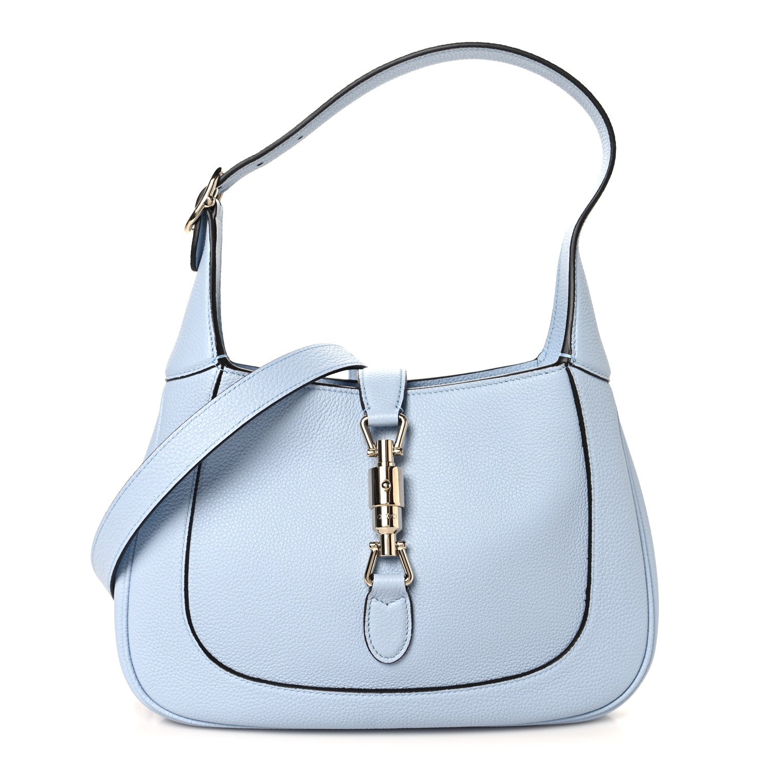 Gucci Grained Calfskin Web Medium Jackie 1961 Hobo Light Blue 1 of 9