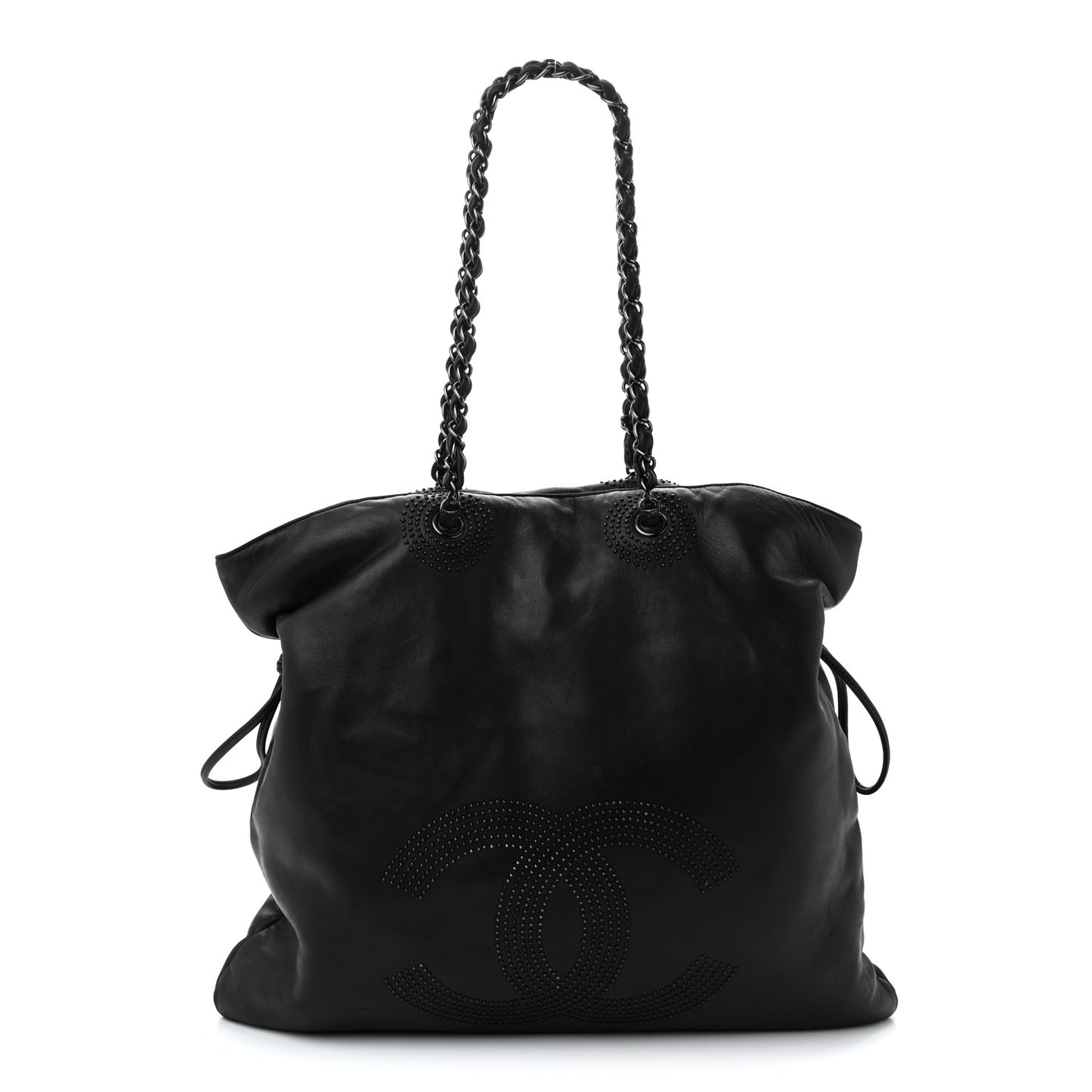Lambskin CC Studded Bonbons Tote Black