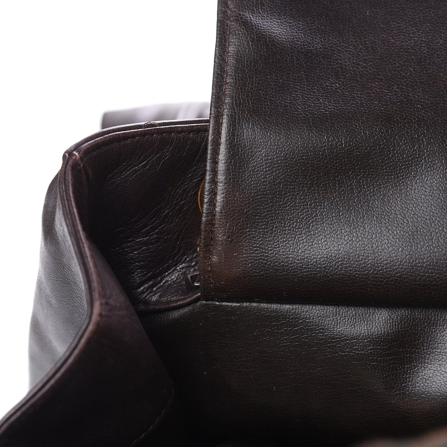 Lambskin Quilted Shopping Tote Dark Brown