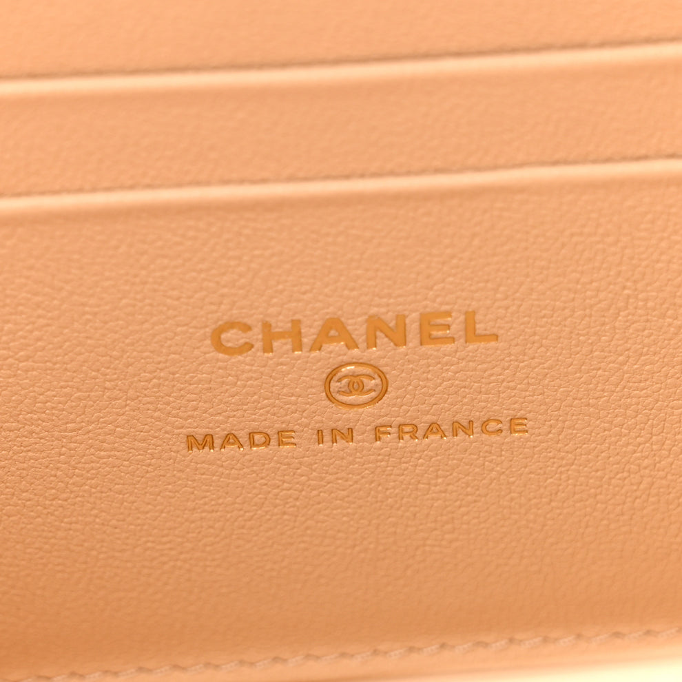 Chanel Lambskin Quilted Small Top Handle Vanity Case With Chain Beige ...