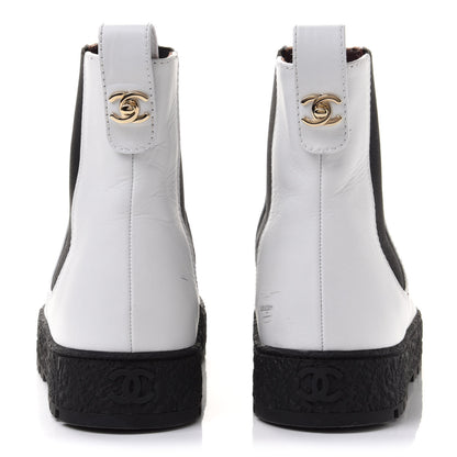 Chanel Calfskin Cap Toe CC Ankle Boots 40 White Black 5 of 11