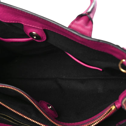 Burberry Grainy Calfskin House Check Medium Banner Tote Brilliant Fuchsia 6 of 15