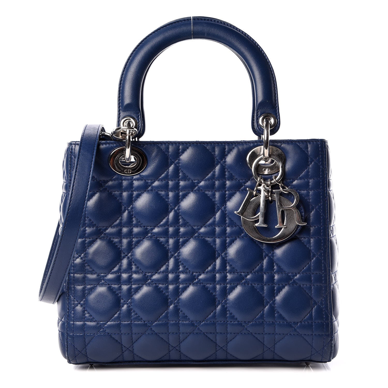 Christian Dior Lambskin Cannage Medium Lady Dior Navy 1 of 12
