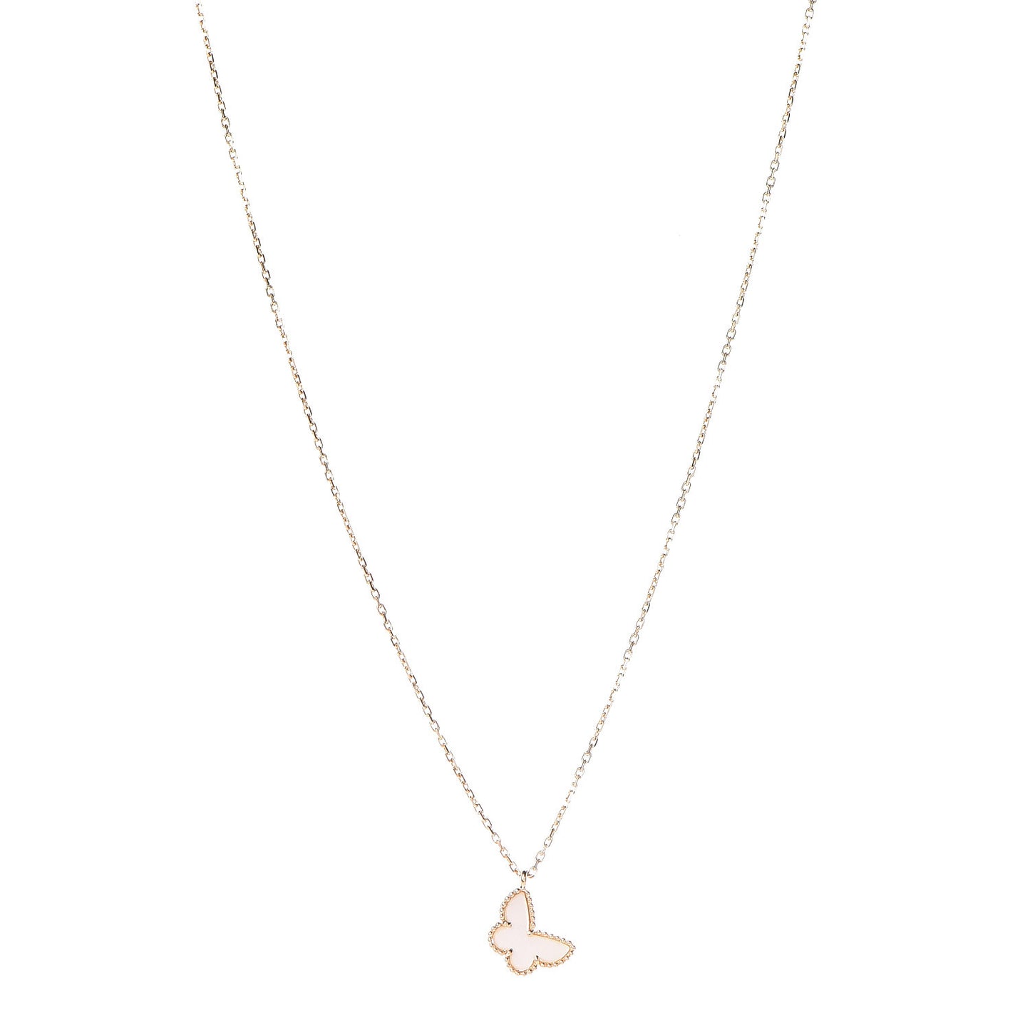 18K Yellow Gold Mother of Pearl Sweet Alhambra Butterfly Pendant Necklace