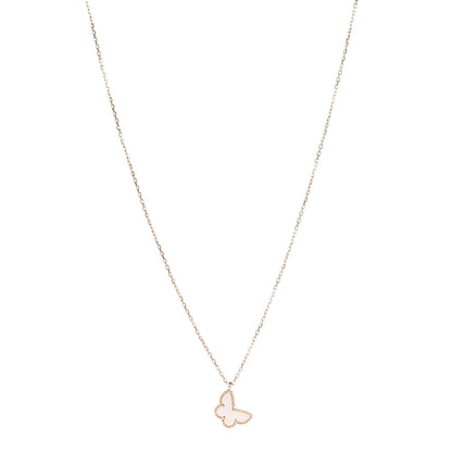 Van Cleef & Arpels 18K Yellow Gold Mother of Pearl Sweet Alhambra Butterfly Pendant Necklace 1 of 9