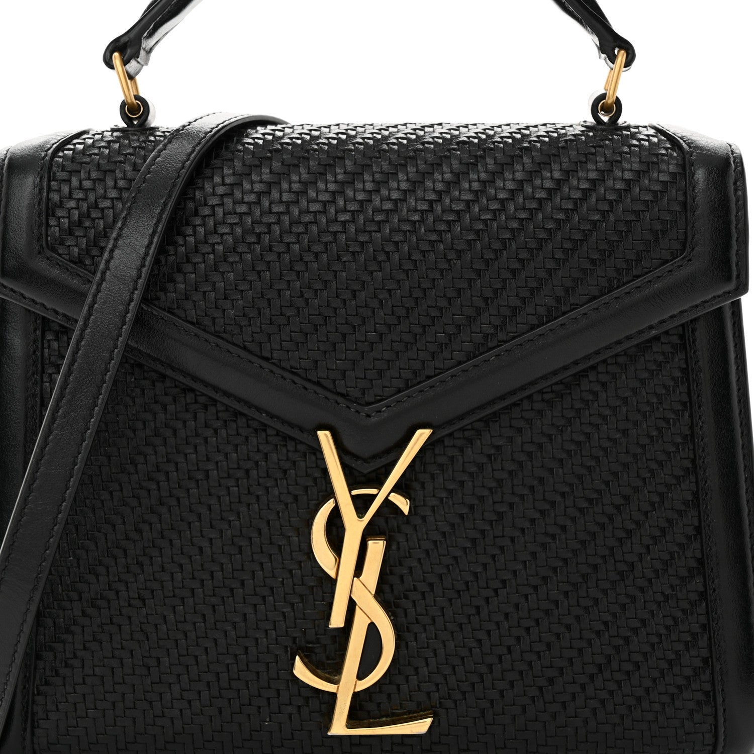 Saint Laurent Calfksin Woven Mini Classic Monogram Cassandra Top Handle Black 8 of 14