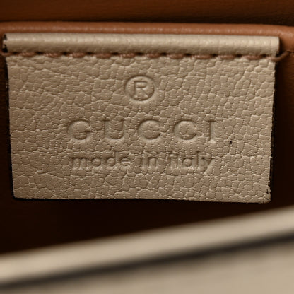 Gucci Goatskin Pearl Mini Fox Broche Bamboo Top Handle Bag Hibiscus Red Mystic White 6 of 14