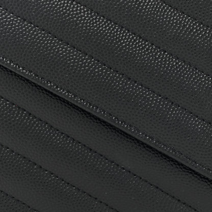 Saint Laurent Grain De Poudre Matelasse Chevron Monogram Chain Wallet Black 8 of 12