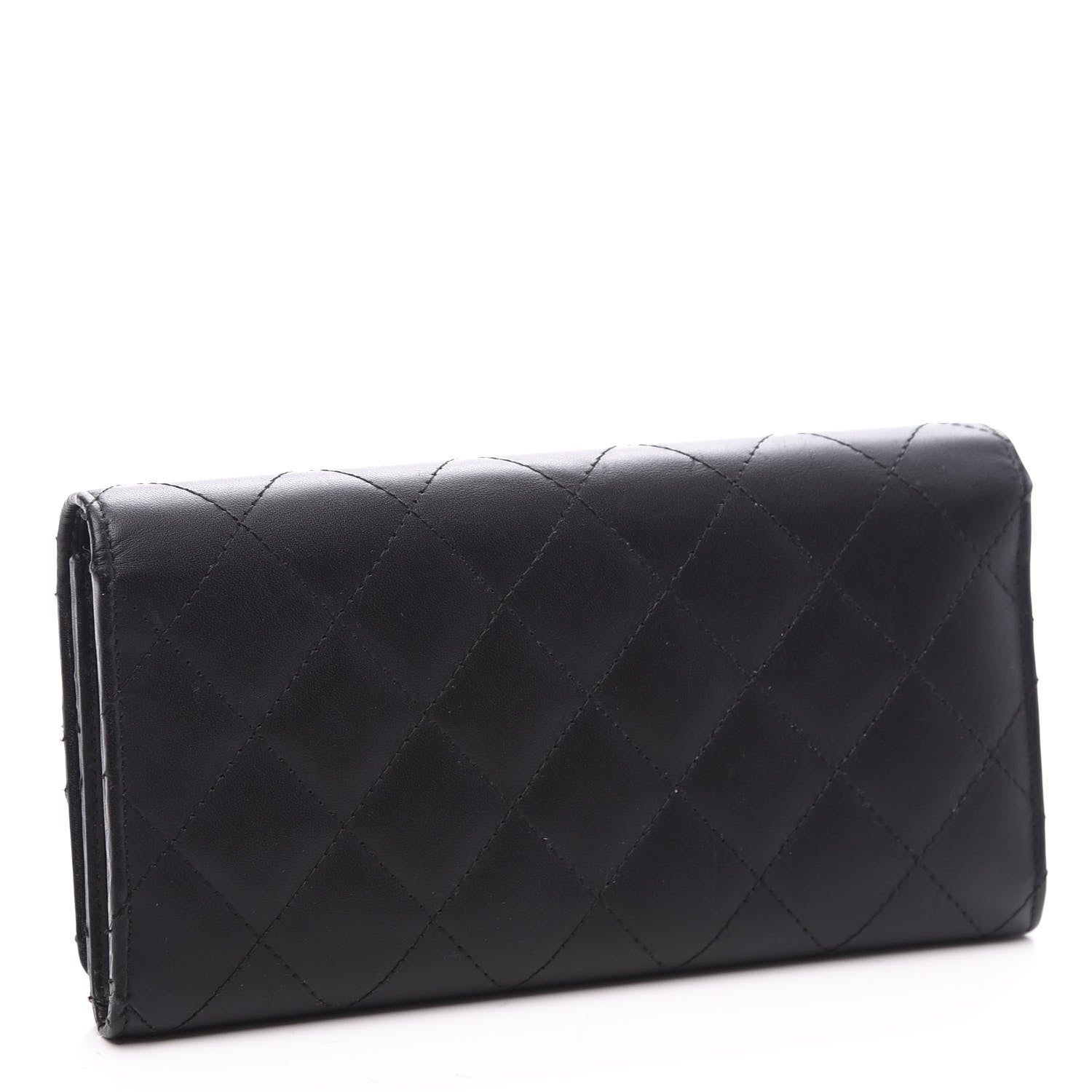 Chanel Calfskin Quilted Cambon Gusset Flap Wallet Black 2 of 11